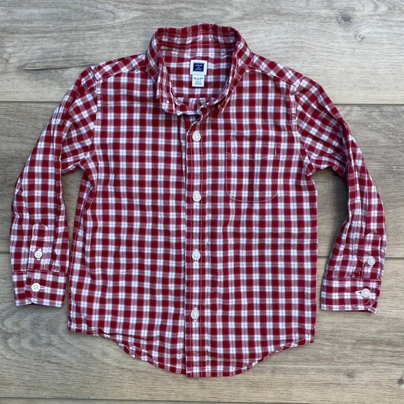 Janie and Jack Plaid Poplin Long Sleeve Button Down Dress Shirt Boys Christmas - Picture 1 of 11